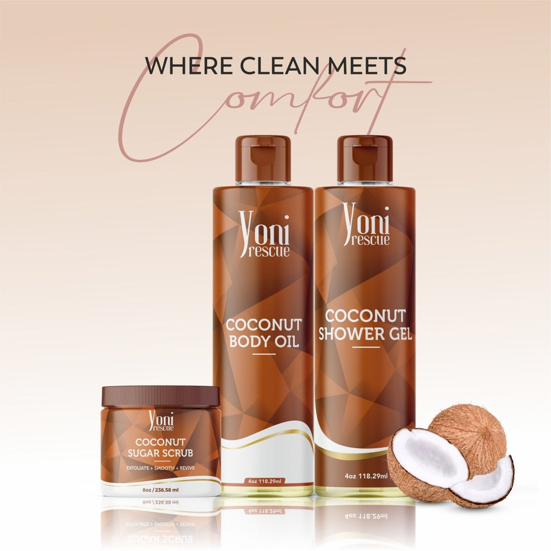 Coconut Trio Bundle - Shower Gel + Body Oil + Sugar Scrub - bundles - Yoni Rescue