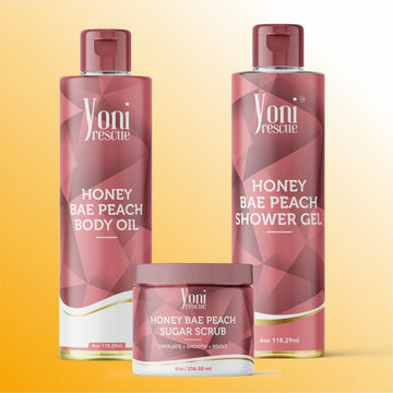 Honey Bae Peach Trio Bundle - Shower Gel + Body Oil + Sugar Scrub - bundles - Yoni Rescue