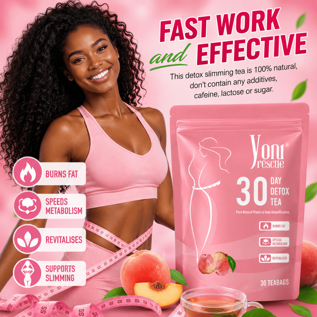 30 Day Detox Tea Bundle, Peach Flavor - Women Health - Yoni Rescue