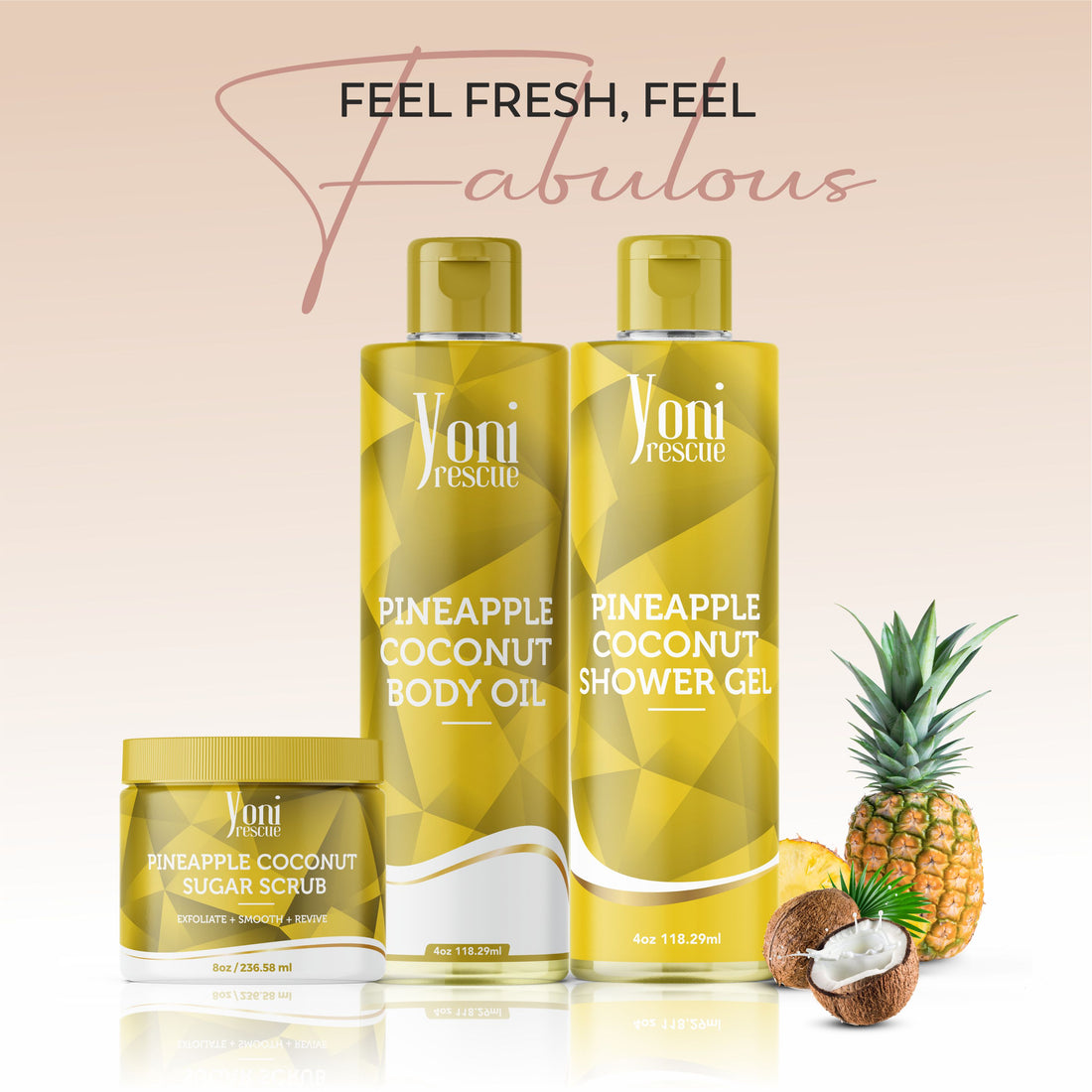 Pineapple Coconut Trio Bundle - Shower Gel + Body Oil + Sugar Scrub