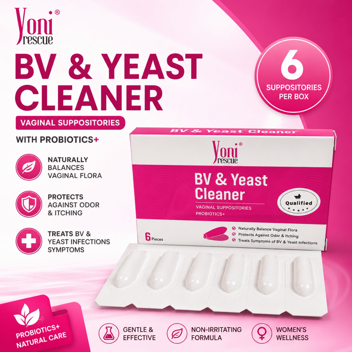 Bacterial Vaginosis Symptoms Relief | BV For Women | Natural Homeopathic Vaginal Ointment for Odor, Itching, BV, and Vaginal Microbiota Imbalance (6 counts) - Women Health - Yoni Rescue