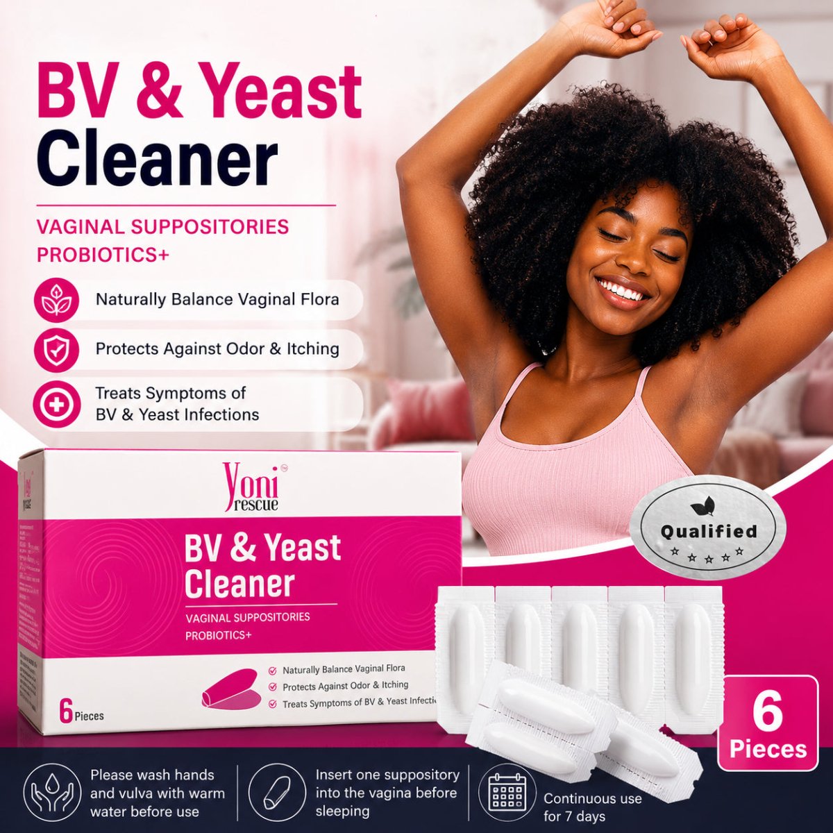Bacterial Vaginosis Symptoms Relief | BV For Women | Natural Homeopathic Vaginal Ointment for Odor, Itching, BV, and Vaginal Microbiota Imbalance (6 counts) - Women Health - Yoni Rescue