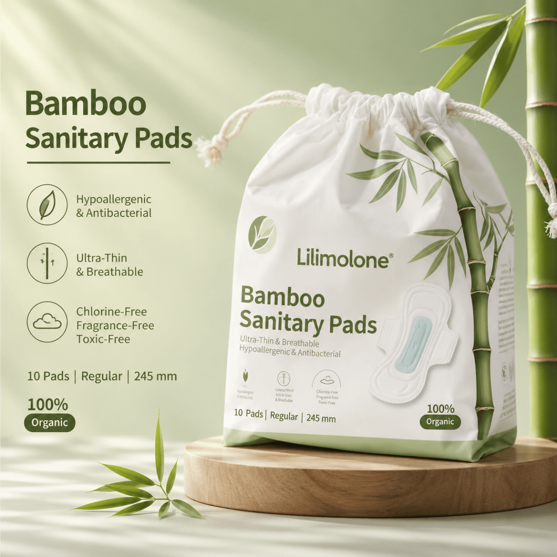 Bamboo Day/Night Pads & Liners, Extra Heavy, Unscented, Organic Bamboo, Vegan & Cruelty Free - Mentrual Care - Yoni Rescue