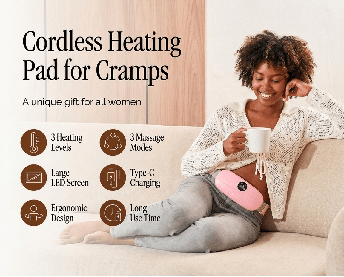 Heating Pads for Cramps, Physical Therapy, Portable Cordless Menstrual Heat Pad, Period Pain Relief Heating Pad - Mentrual Care - Yoni Rescue