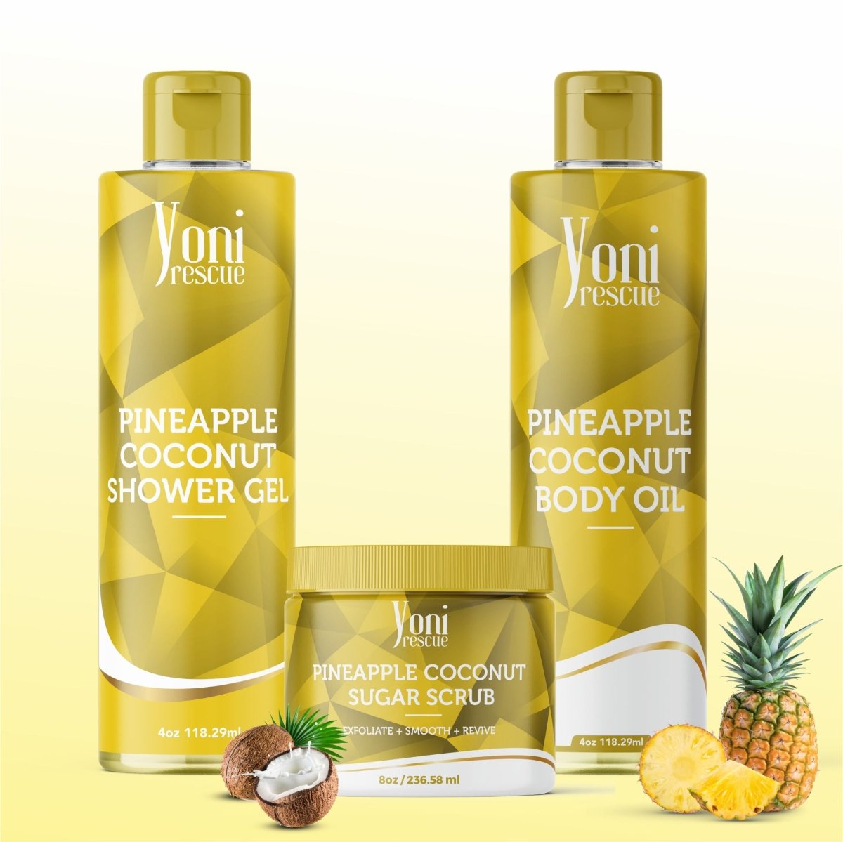 Pineapple Coconut Trio Bundle - Shower Gel + Body Oil + Sugar Scrub - bundles - Yoni Rescue