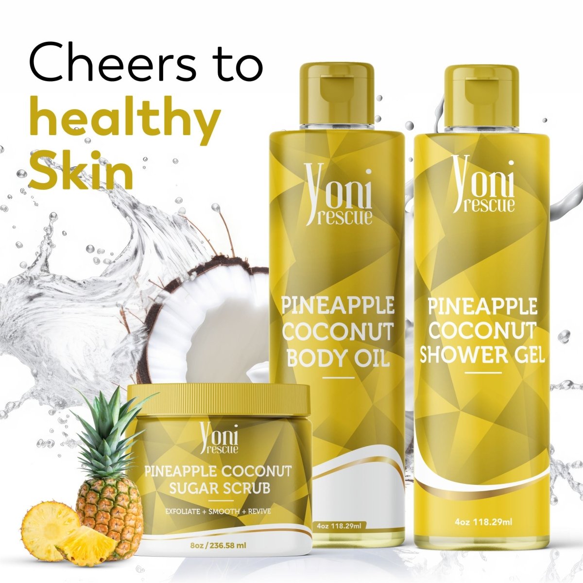 Pineapple Coconut Trio Bundle - Shower Gel + Body Oil + Sugar Scrub - bundles - Yoni Rescue