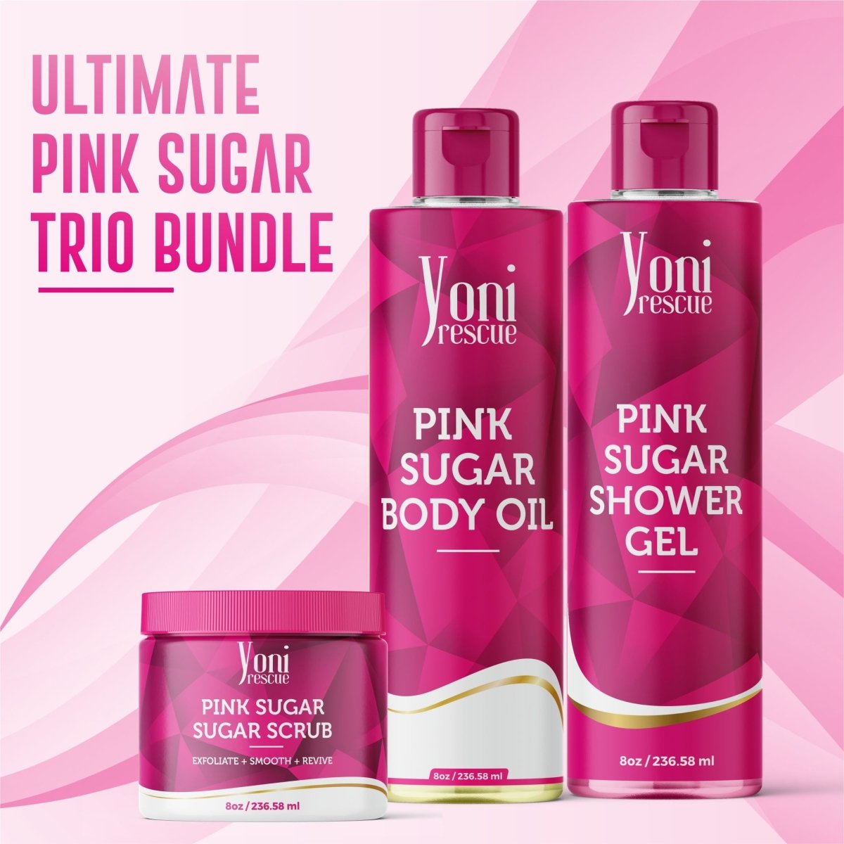 Pink Sugar Trio Bundle - Shower Gel + Body Oil + Sugar Scrub - bundles - Yoni Rescue