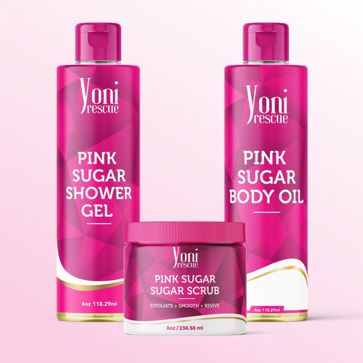 Pink Sugar Trio Bundle - Shower Gel + Body Oil + Sugar Scrub - bundles - Yoni Rescue