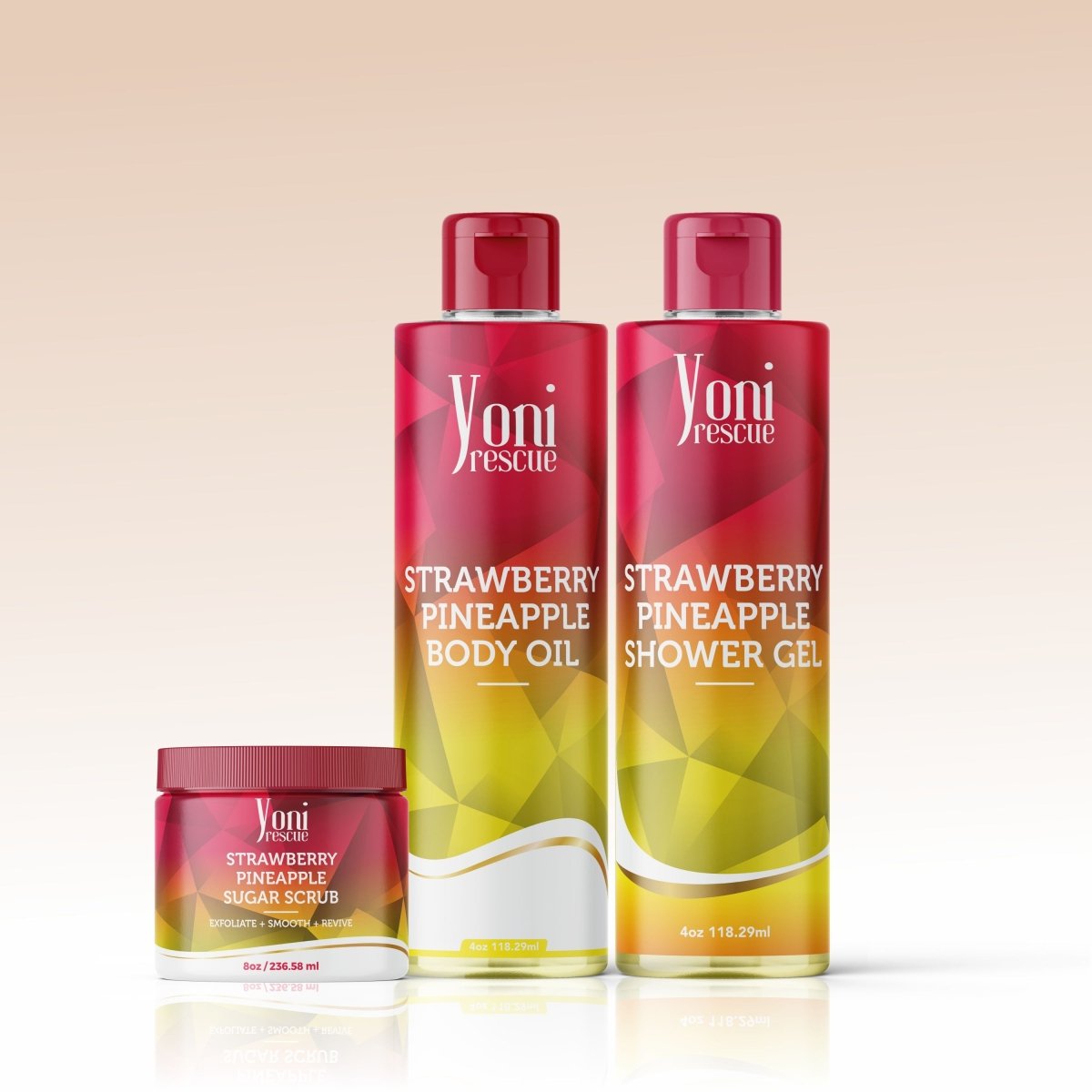 Strawberry Pineapple Trio Bundle - Shower Gel + Body Oil + Sugar Scrub - bundles - Yoni Rescue