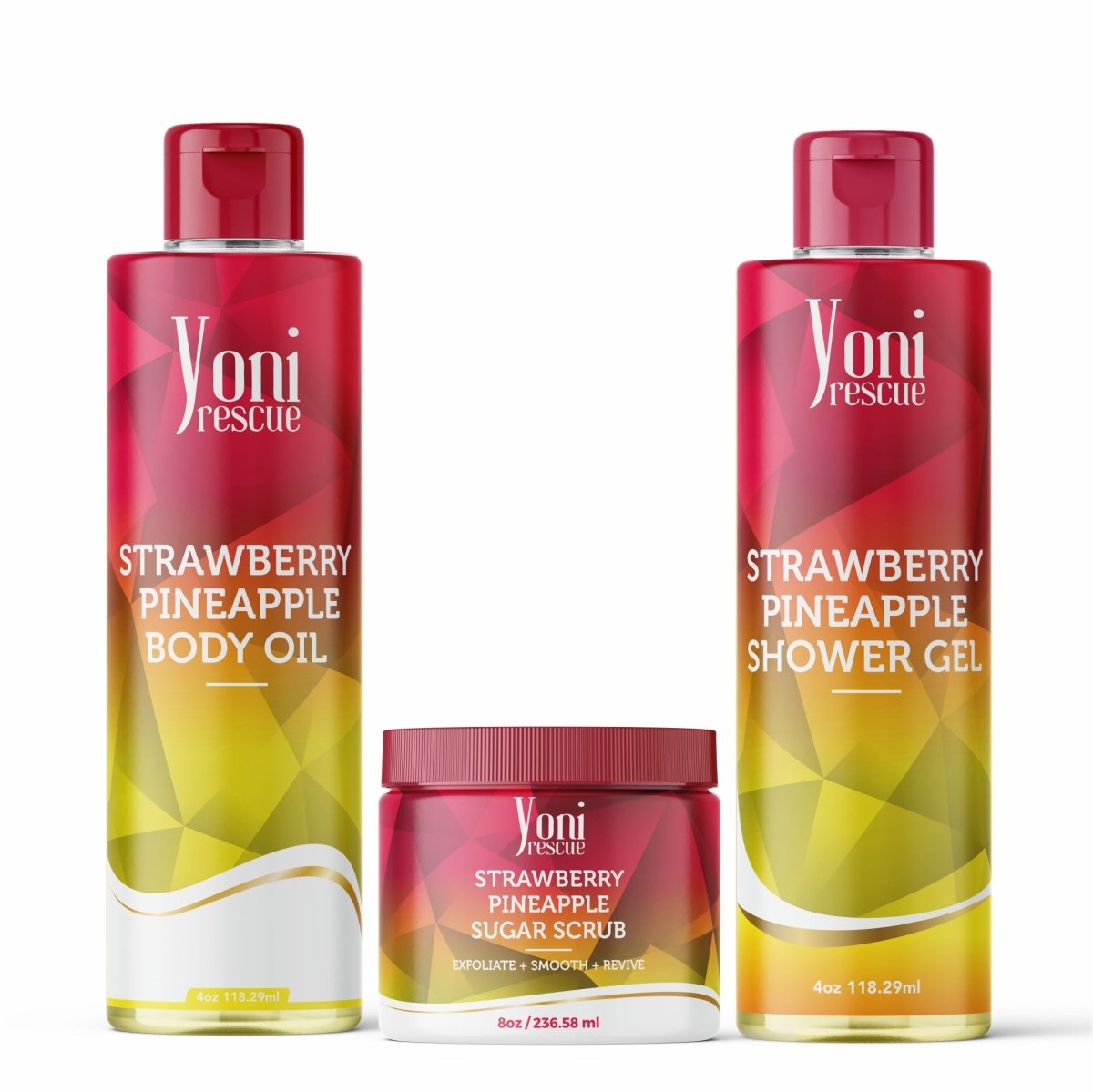 Strawberry Pineapple Trio Bundle - Shower Gel + Body Oil + Sugar Scrub - bundles - Yoni Rescue