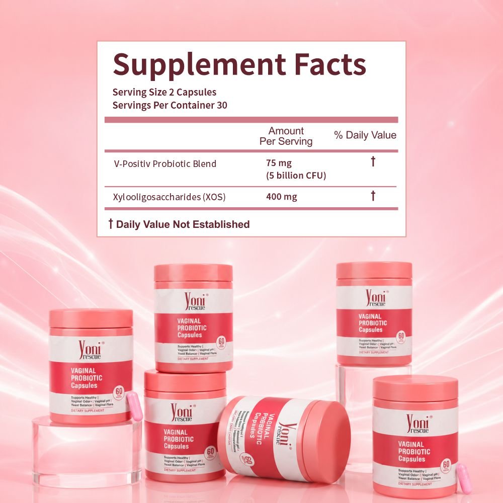 Vaginal Probiotics for Women pH Balance with Prebiotics & Lactobacillus – Vaginal Health Supplement – Support Healthy Vaginal Odor & Flora, 60 Count (Pack of 1), 1 Month Supply - Women Health - Yoni Rescue