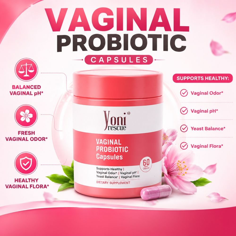 Vaginal Probiotics for Women pH Balance with Prebiotics & Lactobacillus – Vaginal Health Supplement – Support Healthy Vaginal Odor & Flora, 60 Count (Pack of 1), 1 Month Supply - Women Health - Yoni Rescue