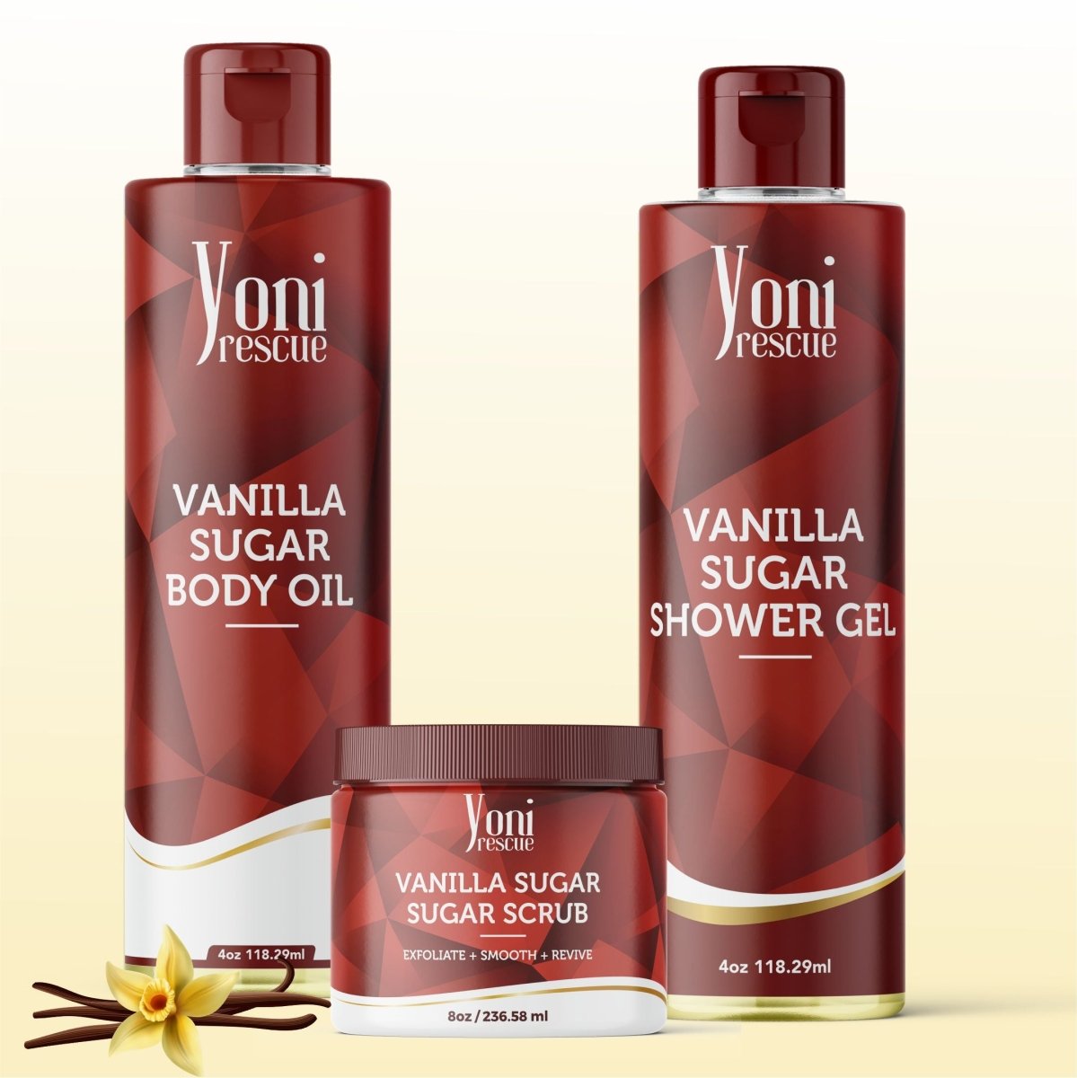 Vanilla Sugar Trio Bundle - Shower Gel + Body Oil + Sugar Scrub - bundles - Yoni Rescue